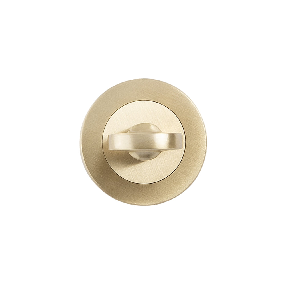 Traditional Privacy Turn and Release in Satin Brass – soft gold privacy accessory for elegant residential door hardware.
