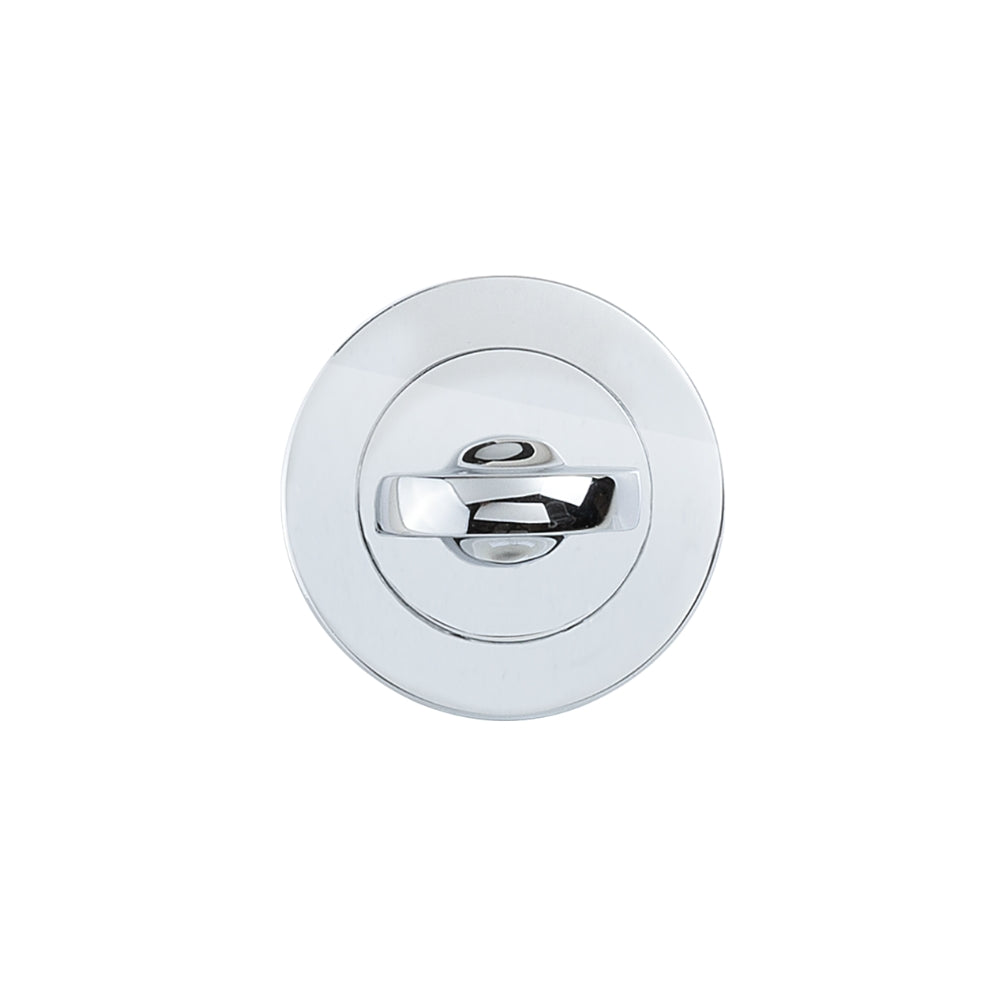 Traditional Privacy Turn and Release in Chrome Plate – polished chrome privacy turn for sleek and modern bathroom or bedroom doors.