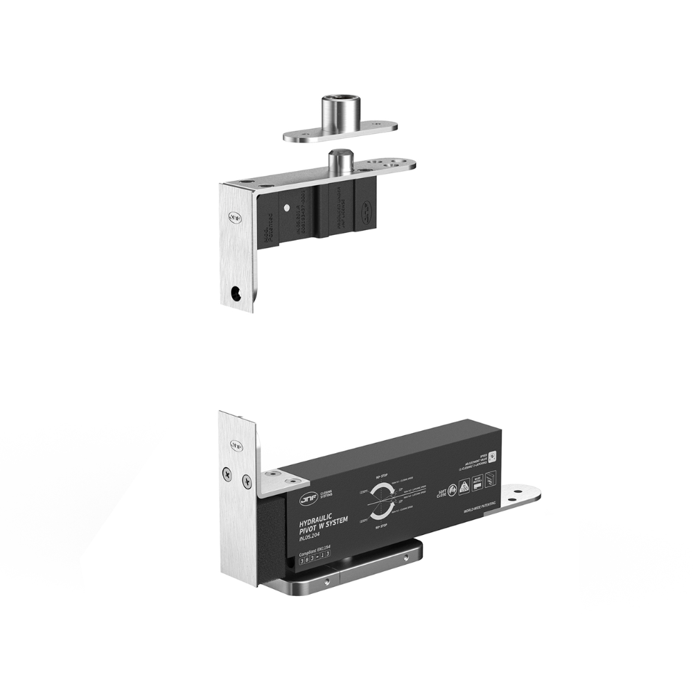Product picture of the JNF Hydraulic Pivot for doors up to 100kgs on a white background.