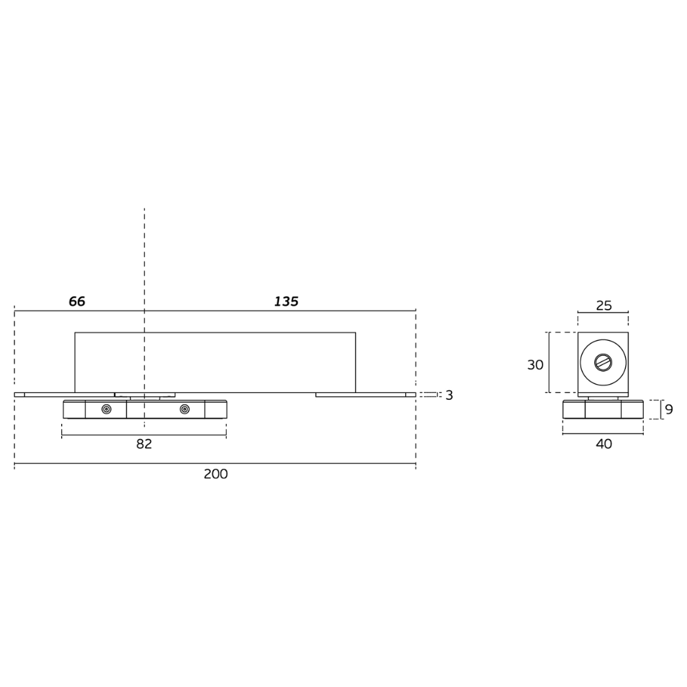 Black architectural line drawing of the IN.05.211.HO JNF Hydraulic Pivot 60 Plus on a white background.