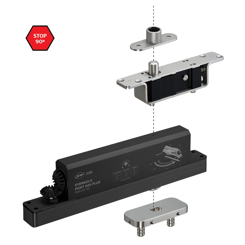 Product picture of the JNF Hydraulic Pivot System 500 Plus on a white background.
