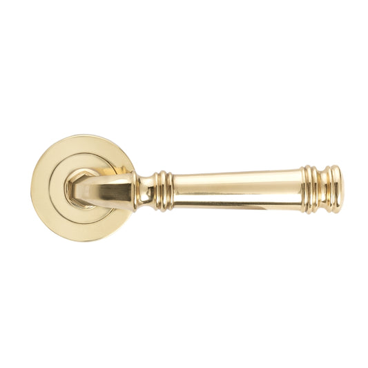 Tuscany Lever on Rose in Polished Brass – classic front door handle finish for timeless entry design.