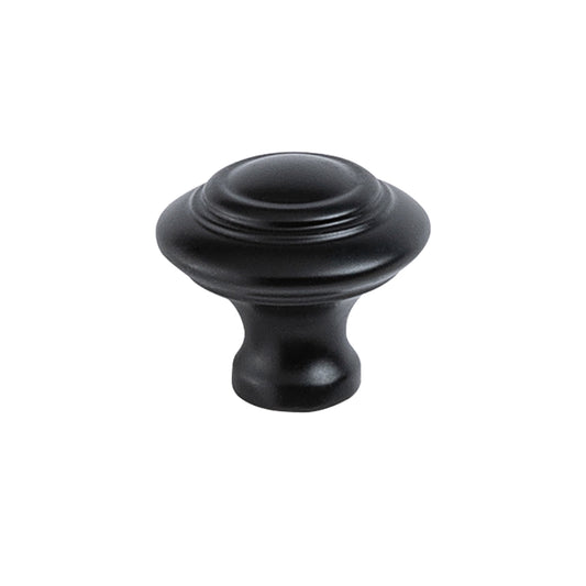 Tuscany 32mm Cabinet Knob in Matt Black – bold, modern cabinet knob for contemporary kitchens and joinery.