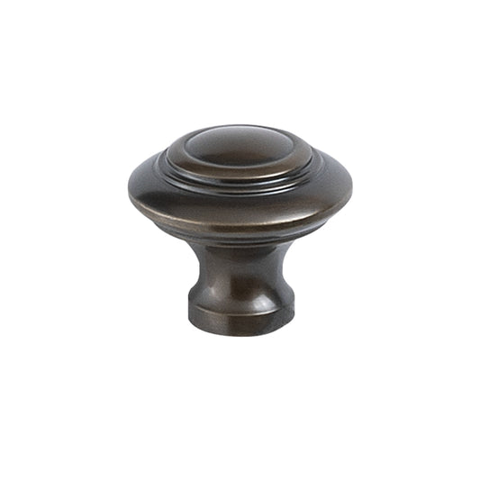 Tuscany 32mm Cabinet Knob in Antique Brass – classic knob for traditional cabinetry and Hamptons-style kitchens.