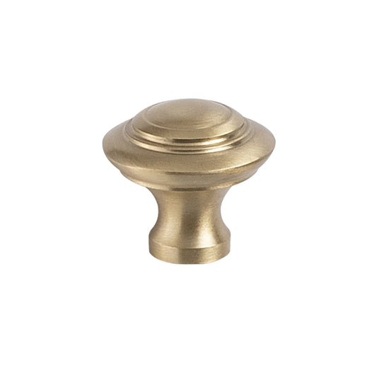 Tuscany 32mm Cabinet Knob in Satin Brass – soft gold knob for elegant, transitional cabinetry designs.