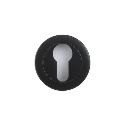 Euro Escutcheon 50mm in Matt Black – minimalist keyhole escutcheon for modern and contemporary doors.