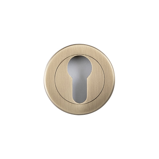 Euro Escutcheon 50mm in Antique Brass – classic keyhole cover for traditional and heritage-style door hardware.